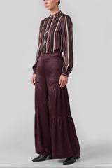 Cherry Lacquer Tiered Wide Leg Pants