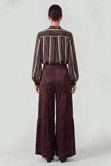Cherry Lacquer Tiered Wide Leg Pants