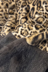Leopard Print Color Block Faux Fur Jacket