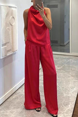 Luxe Satin Draped Two-Piece Set (2 Color Ways)