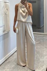 Luxe Satin Draped Two-Piece Set (2 Color Ways)