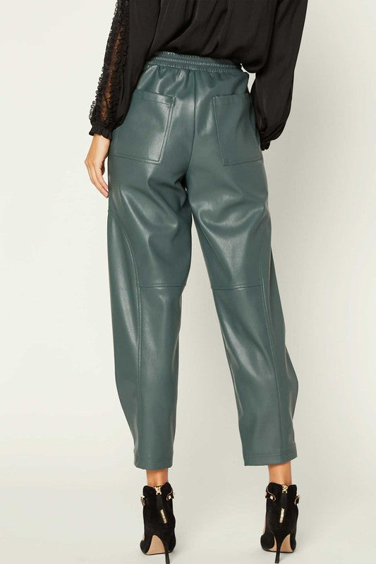 Dark Teal PU Leather Pants