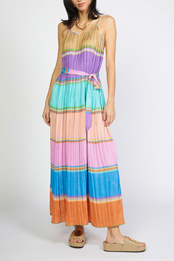 Color Blocking Pleated Cami Dress