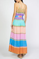 Color Blocking Pleated Cami Dress