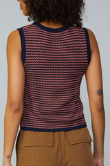 Stripe Cardigan & Sleeveless Sweater Set