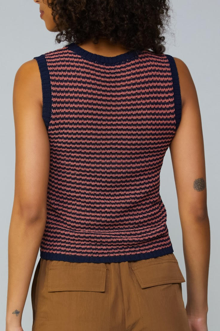 Stripe Cardigan & Sleeveless Sweater Set