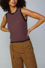 Stripe Cardigan & Sleeveless Sweater Set