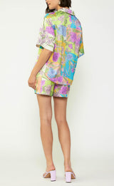 Color Block Printed Button Down Shirt
