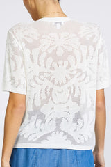 Crew Neck Crochet Top (Navy or White)