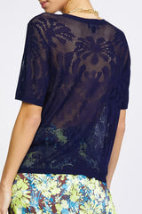 Crew Neck Crochet Top (Navy or White)