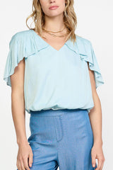 Caped Bubble Hem Blouse