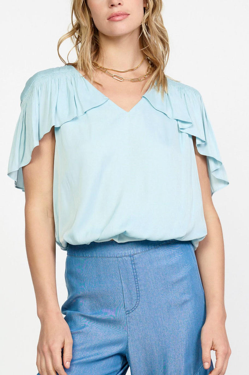 Caped Bubble Hem Blouse