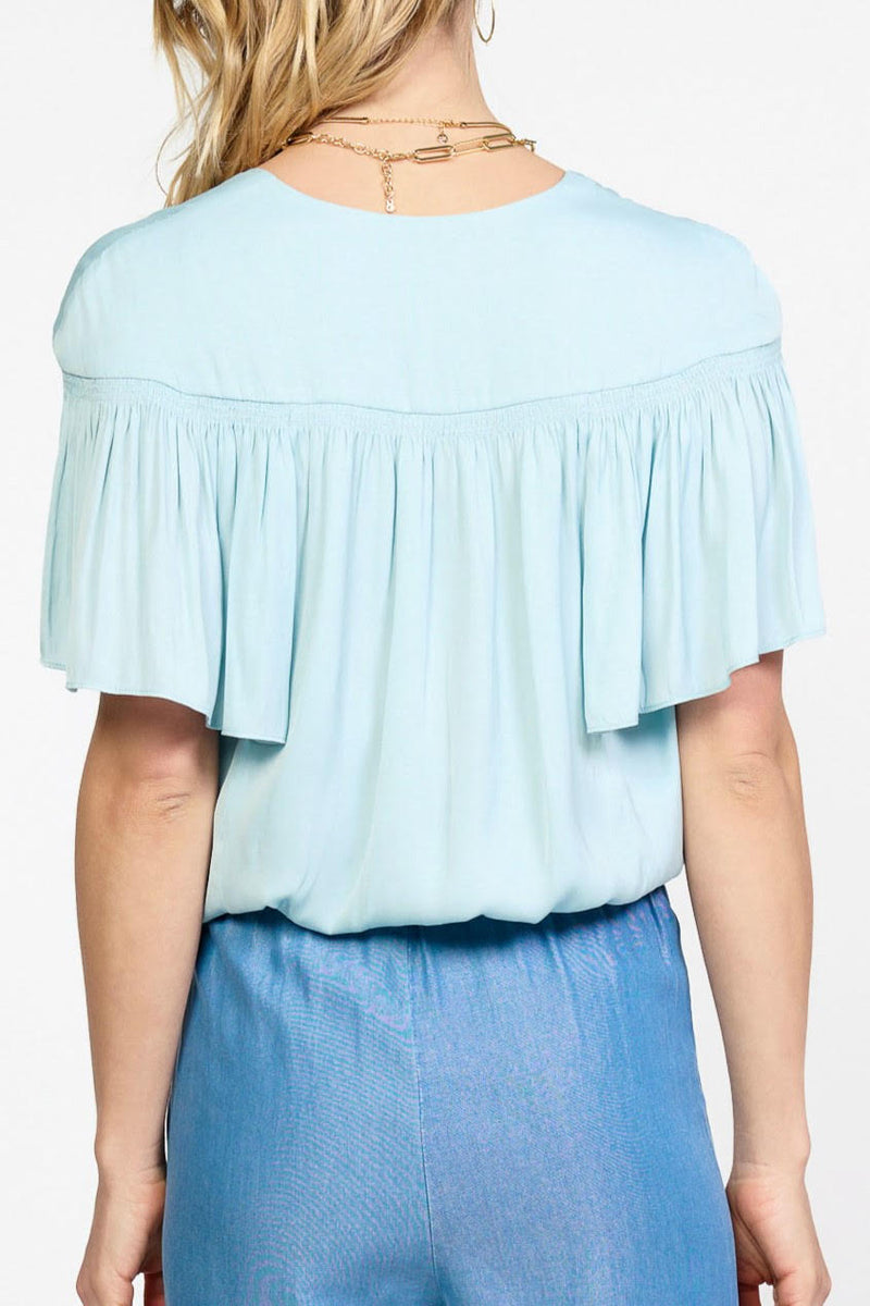 Caped Bubble Hem Blouse