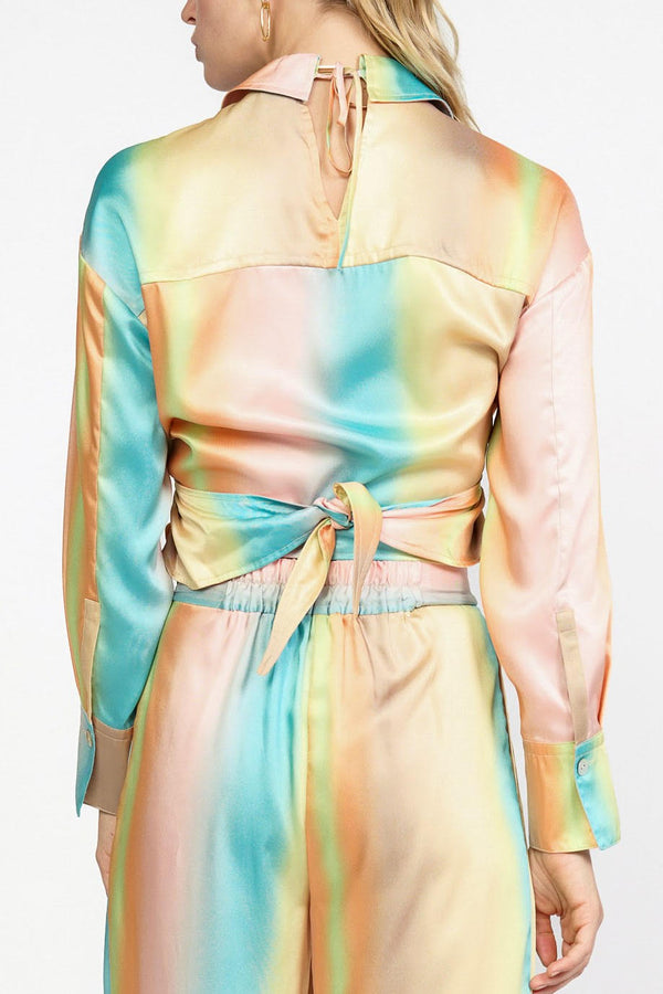 Gradation Print Tie Shirt