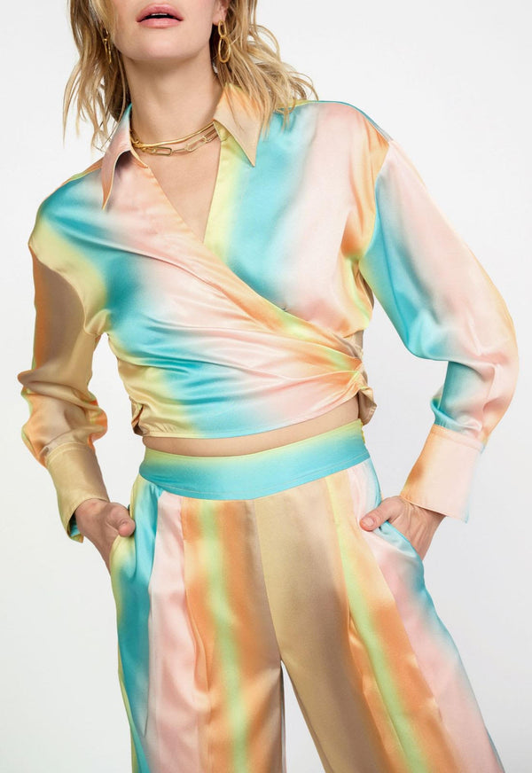 Gradation Print Tie Shirt