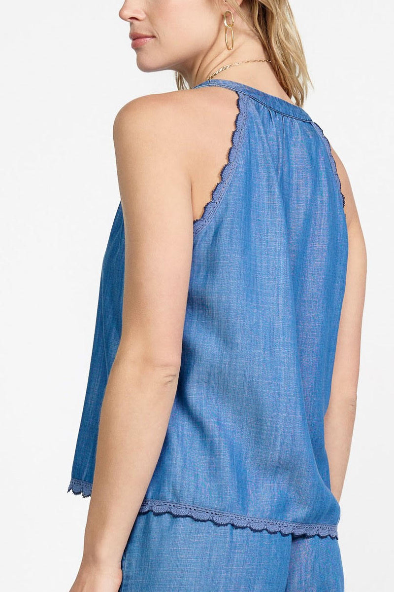 Chambray Halter Neck Top