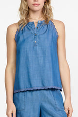 Chambray Halter Neck Top