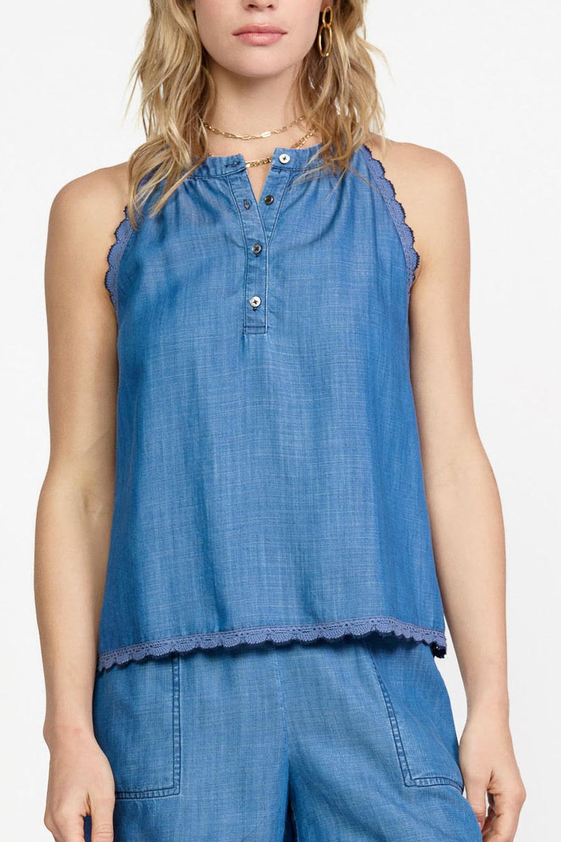Chambray Halter Neck Top