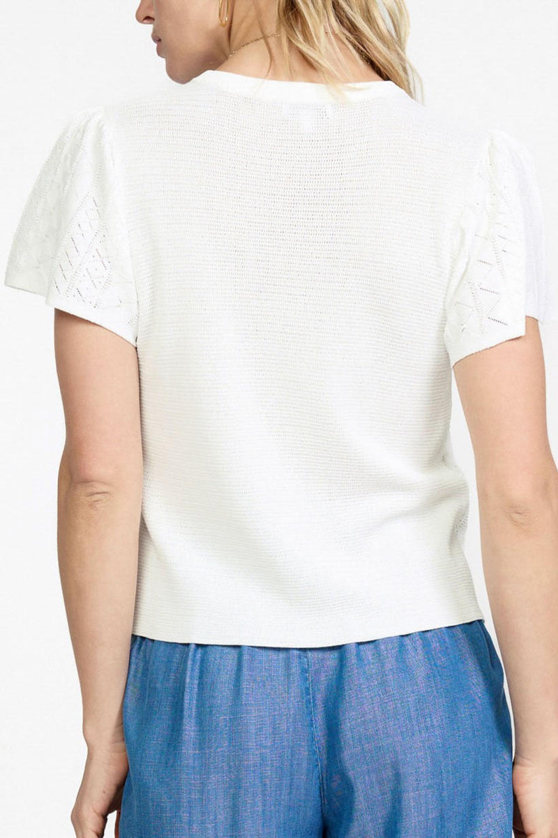 Flutter Sleeve Crew Knit Sweater