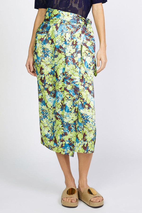 Multi Floral Midi Wrap Skirt