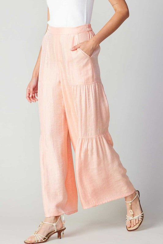 Apricot Tiered Wide Leg Pants