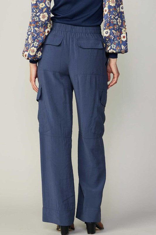Wide Back Elastic Cargo Pants