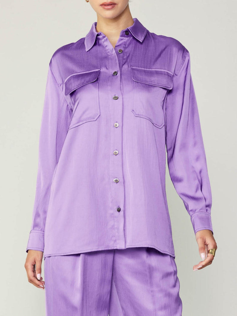 Royal Lilac Silky Buttoned Shirt
