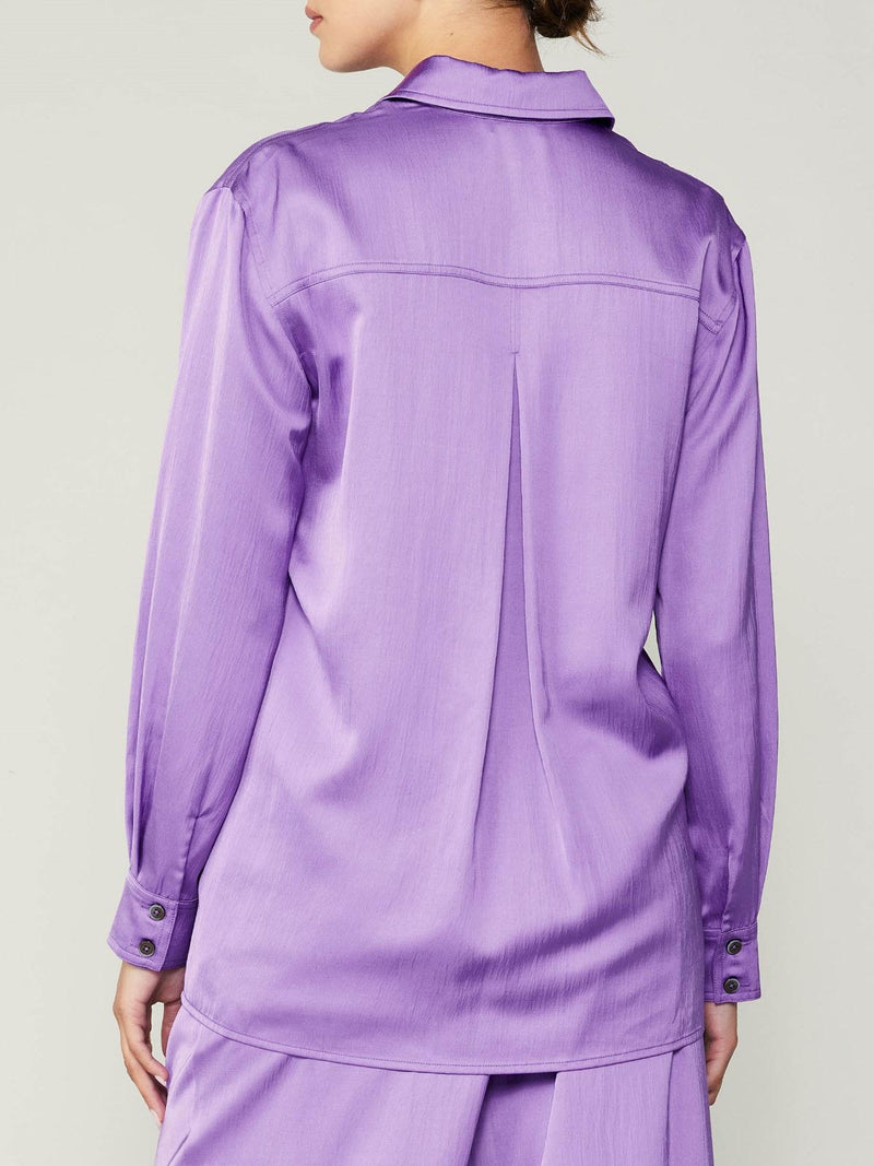 Royal Lilac Silky Buttoned Shirt