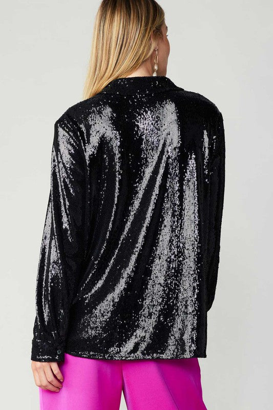 Long Sleeve Sequin Shirt