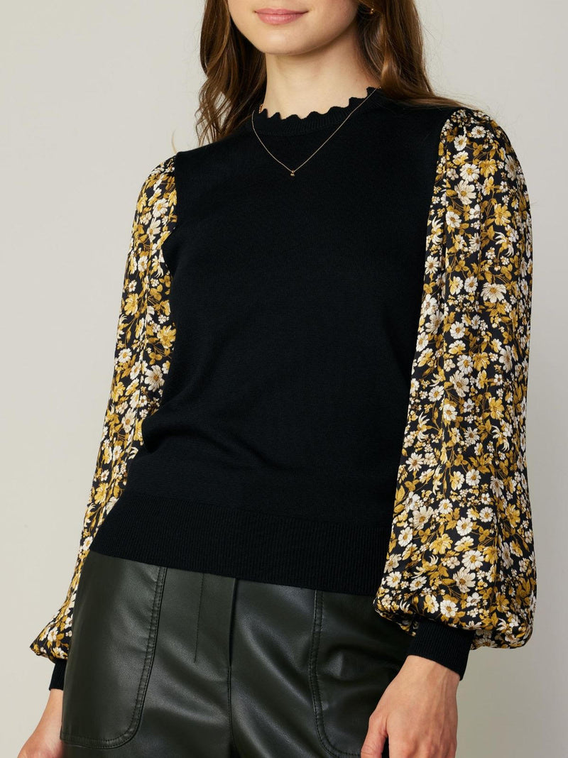 Floral Woven Sweater Top