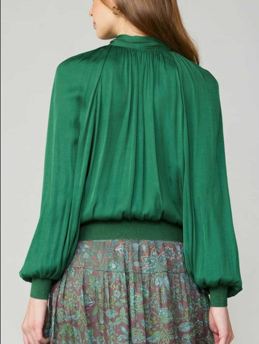 Emerald Green Ribbon Tie Blouse