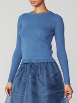 Scalloped Neck Textural Knit Sweater