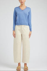 Long-Sleeve V-Neck Sweater with Lace Detail (2 Color Ways)