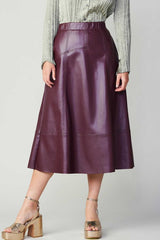 Burgundy Pu Midi Skirt