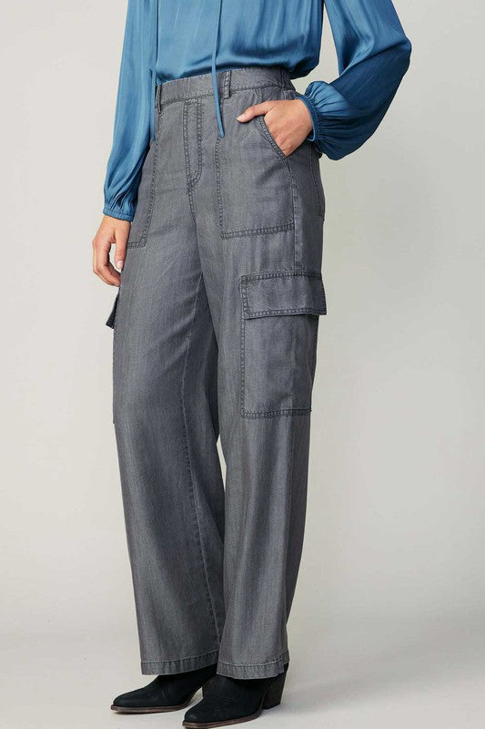 Black Chambray Utility Pants