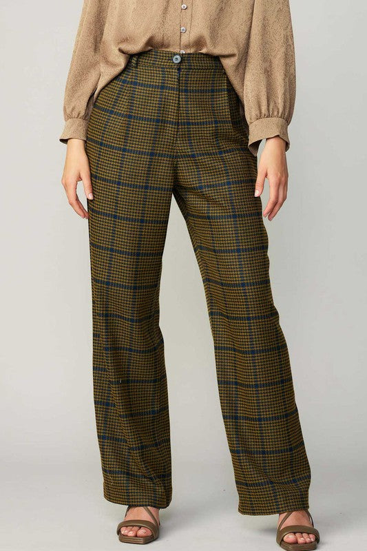 Check Pattern high Waist Pants