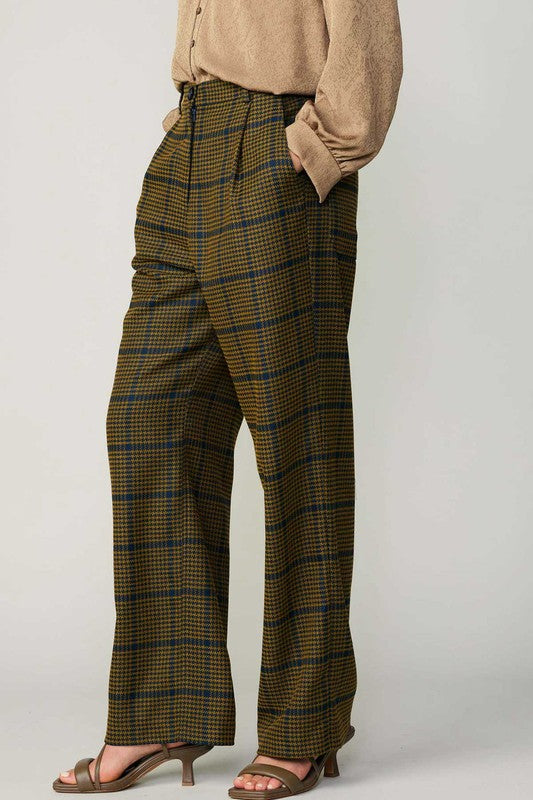 Check Pattern high Waist Pants