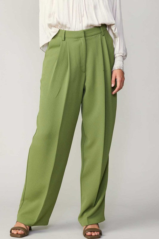Olive Pintucked Trouser (XL Available)