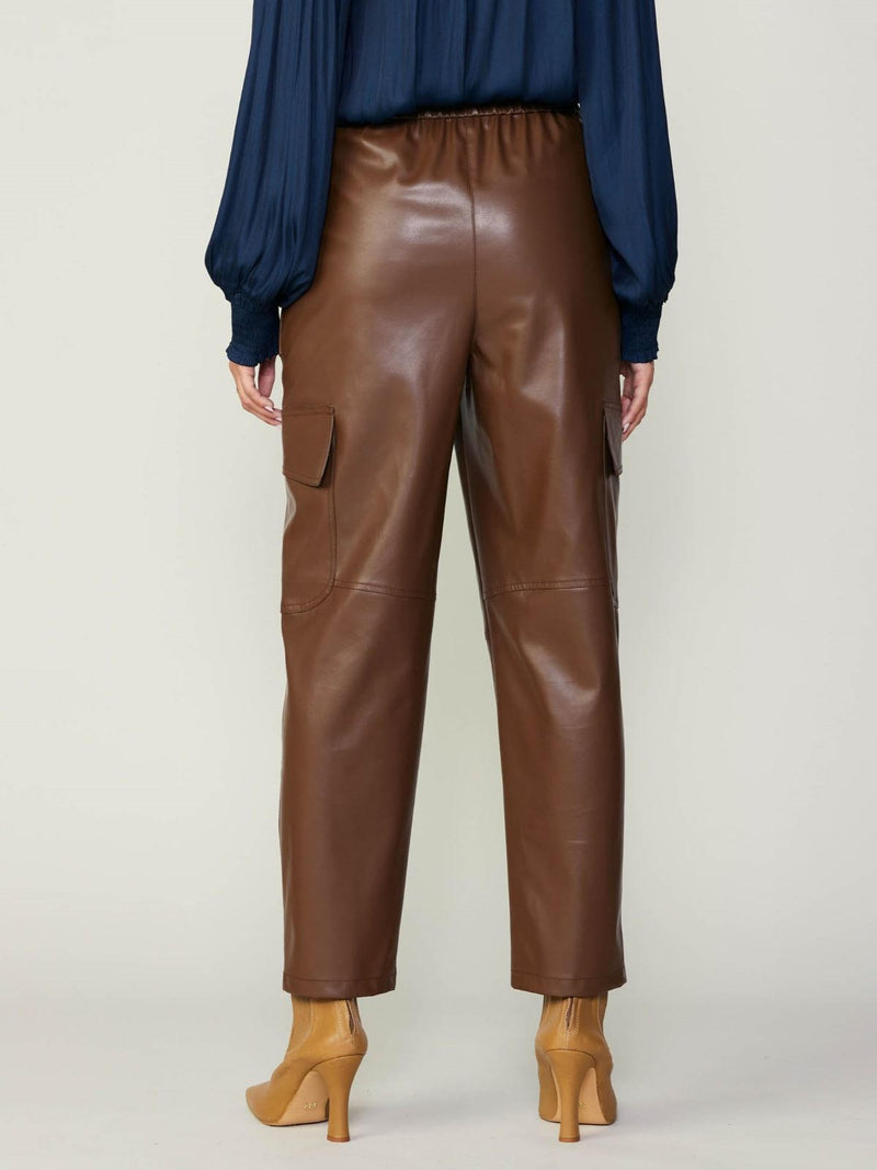 High Rise Leather Trouser (Brown, Dark Green)