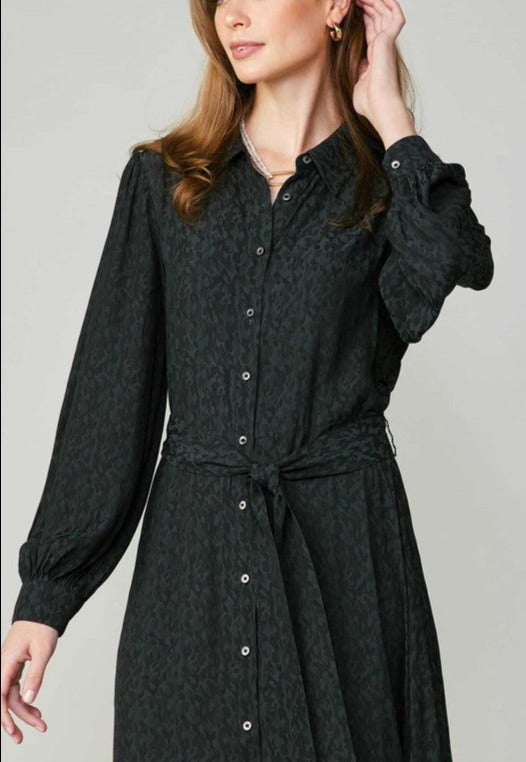 Button Down Self Tie Shirt Dress