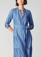 Chambray Button Down Midi Dress