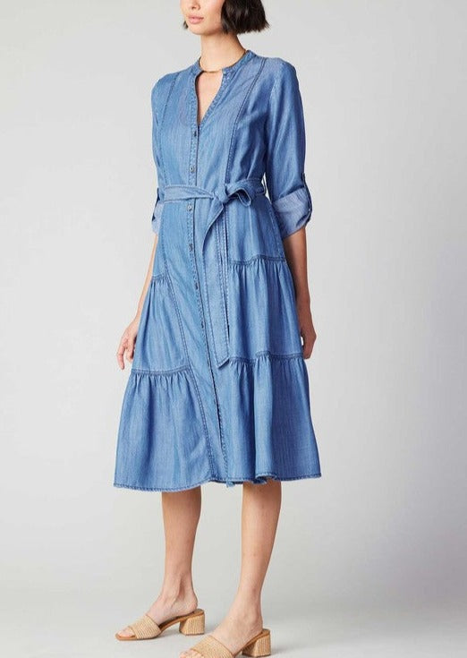 Chambray Button Down Midi Dress