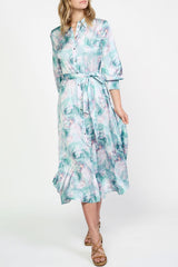 Abstract Printed Button Down Dress