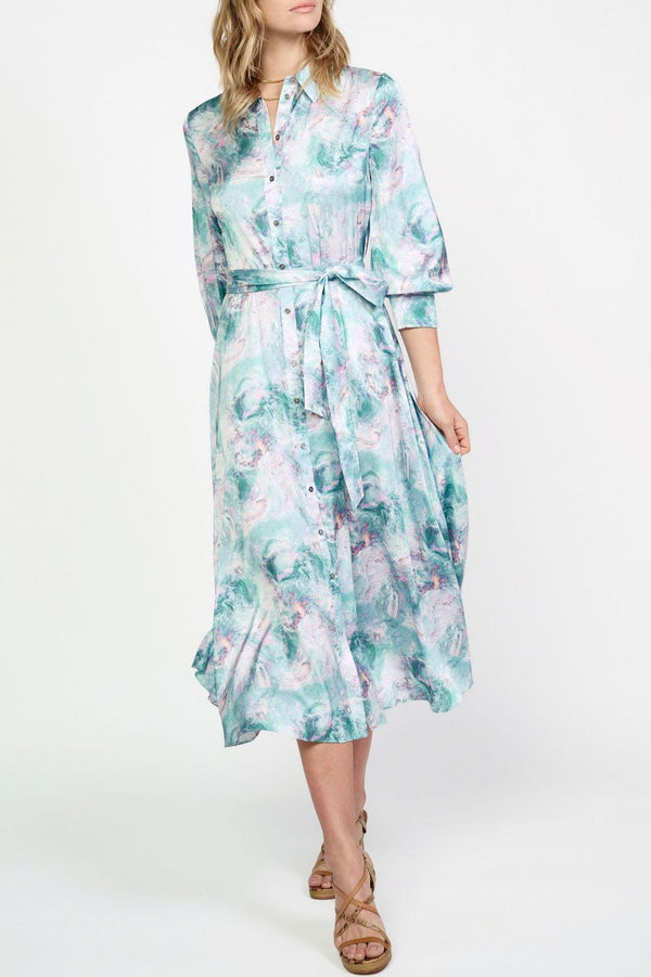 Abstract Printed Button Down Dress
