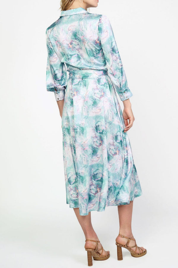 Abstract Printed Button Down Dress