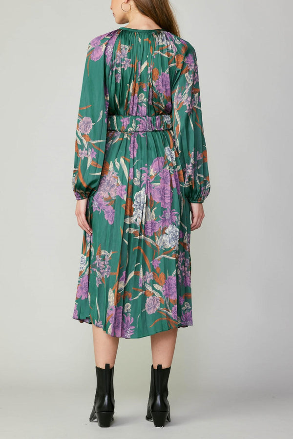 Green Floral Split Neck Dress (Up to XL)