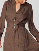 Button Down Shirt Dress With Self Tie (Up To XL)