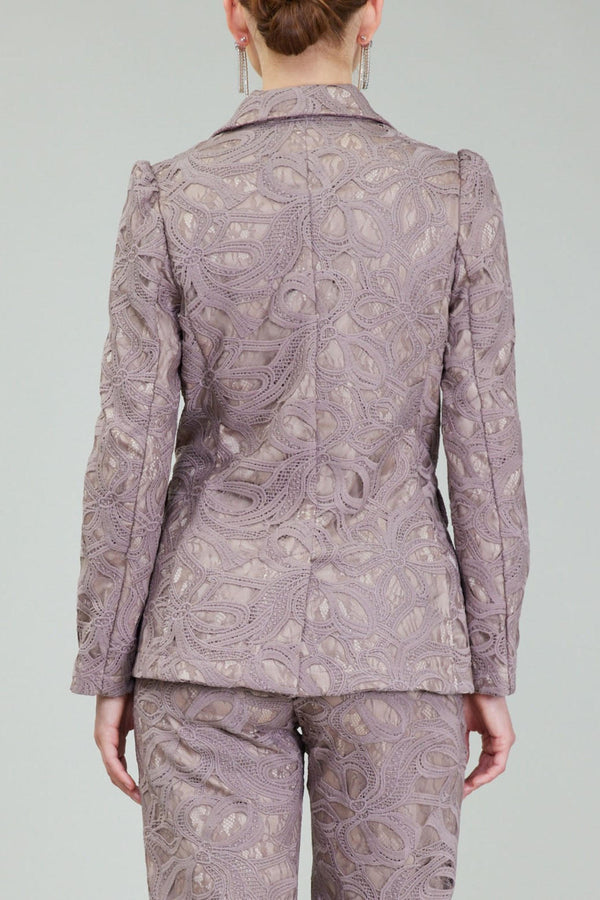 Lace Long-Sleeve Single-Breasted Blazer