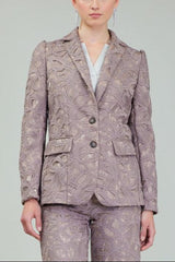 Lace Long-Sleeve Single-Breasted Blazer