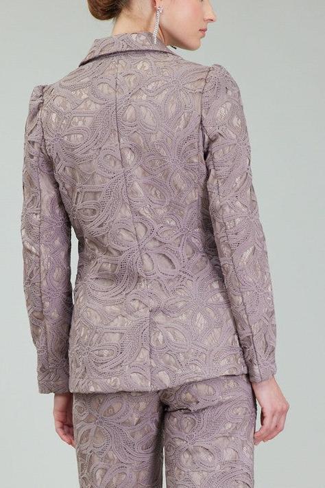 Lace Long-Sleeve Single-Breasted Blazer